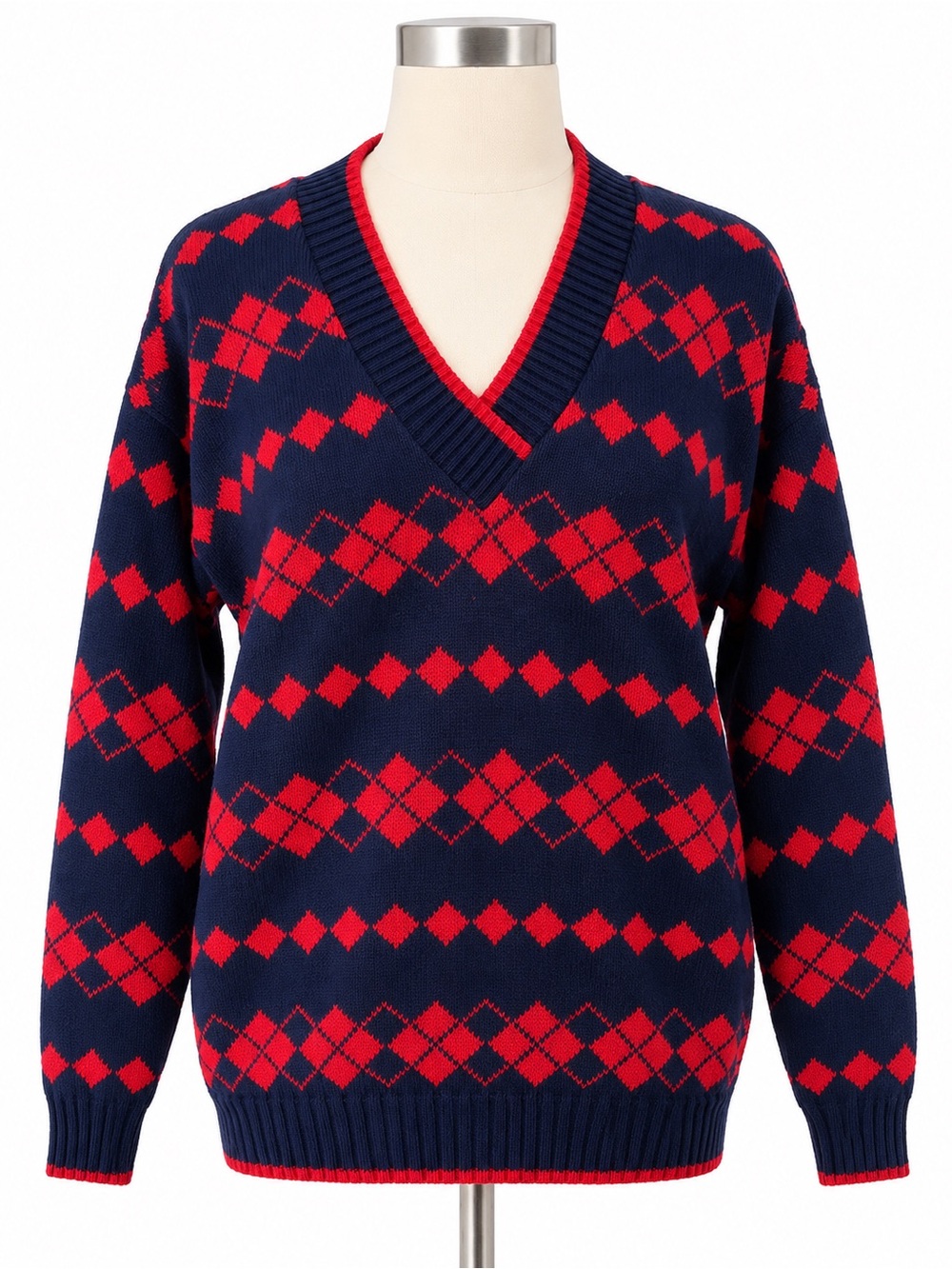 Vintage 90s American Eagle Outfitters Argyle Sweater Made USA Cotton M